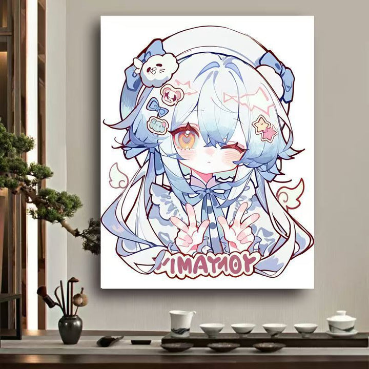 Verspielt Anime-Charakter Leinwand Kunst Karnz