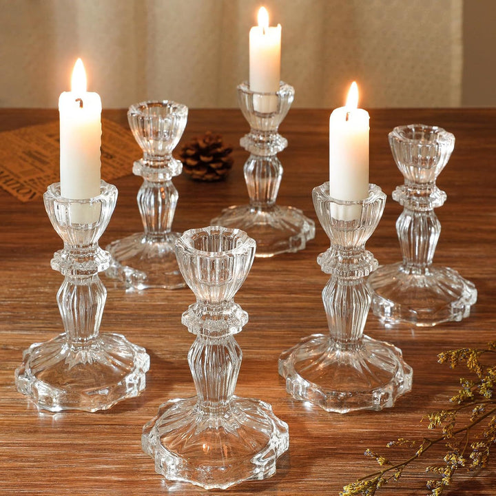 Kristallschnitt-Glas-Teelichthalter mit geripptem Fuß Karnz
