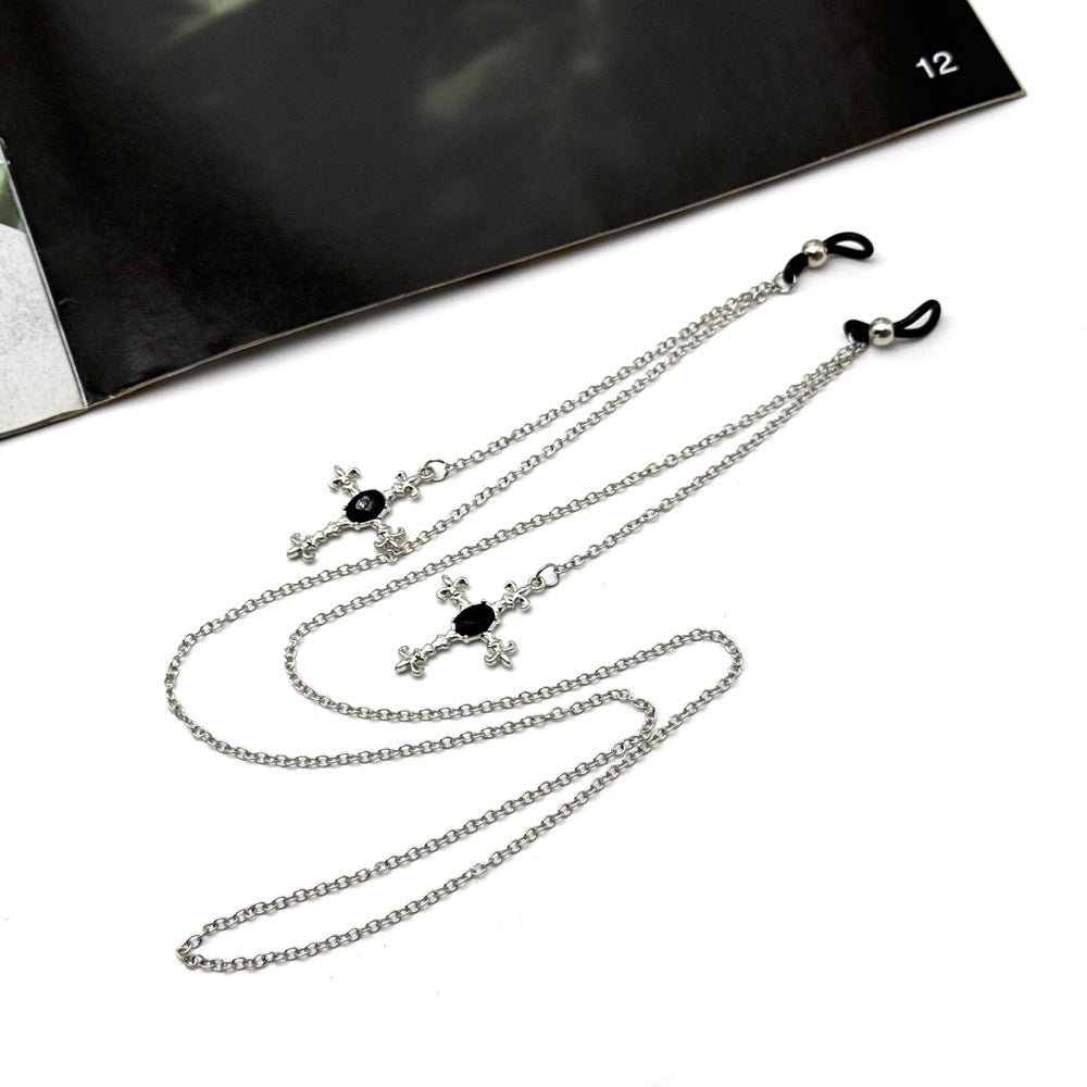 Verzierte Totenkopf Anhänger Brillen Kette Karnz
