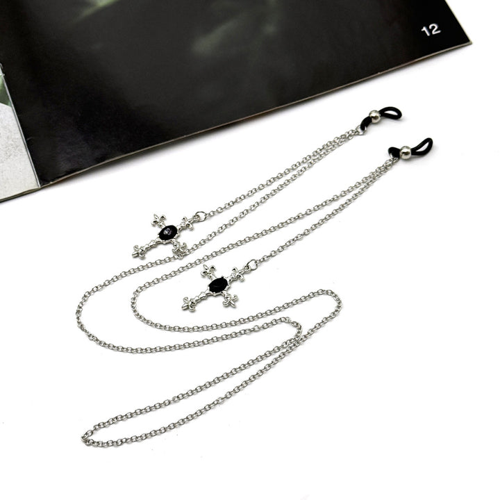Verzierte Totenkopf Anhänger Brillen Kette Karnz