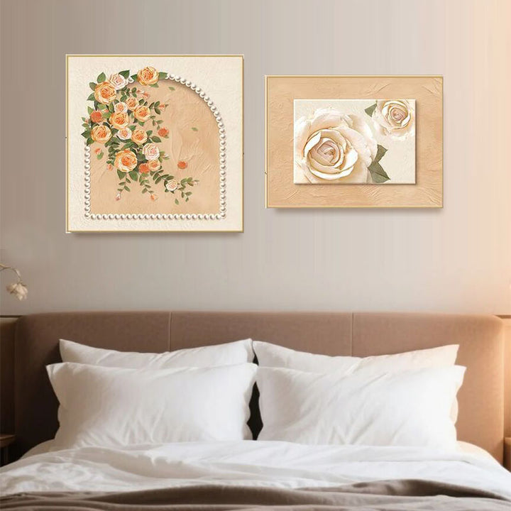 Elegante Blumenreiche Relief Wanddekoration