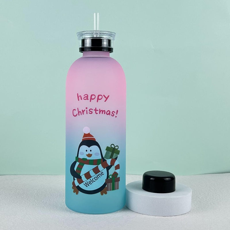 Damen Motivierende Trinkflasche mit fröhlichem Weihnachtsdesign Karnz