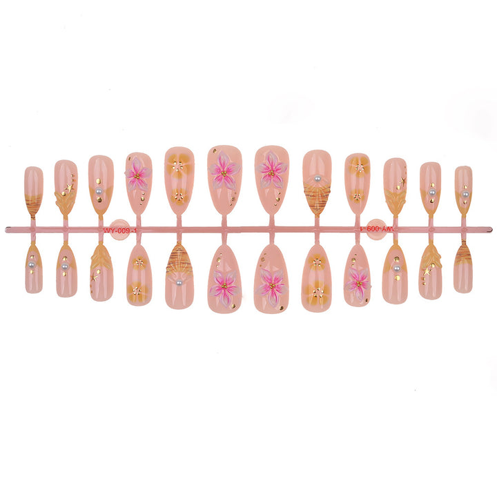 Dekorativer Floral Press-On Nagelset Karnz