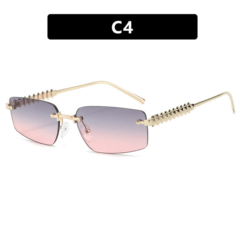 Damen quadratische Sonnenbrille mit filigranem Rahmen und luxuriösen Akzenten Karnz
