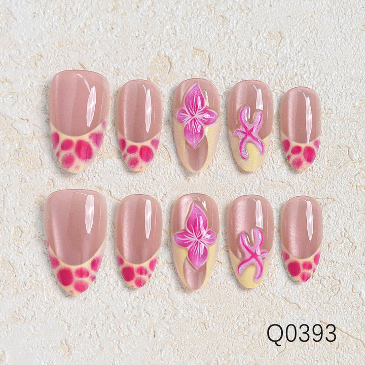 Künstlerisches Blumendesign Press-On Nagelset Karnz