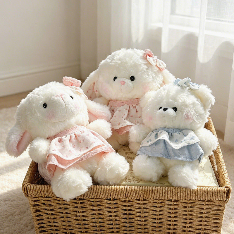 Plüschkaninchen Kostüm Sitzcuddler mit schlappen Ohren und gesticktem Gesicht Karnz