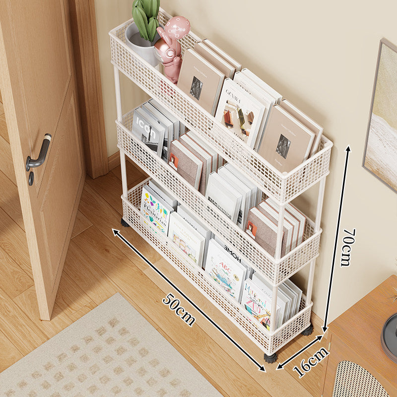 Schlanker vierstufiger Metallgitter schmaler Bücherregal-Organizer