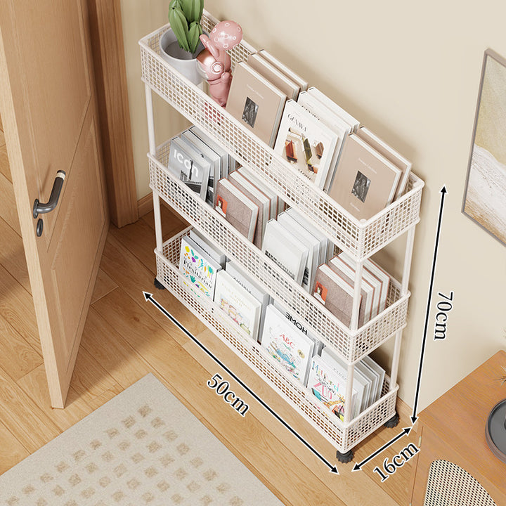 Schlanker vierstufiger Metallgitter schmaler Bücherregal-Organizer