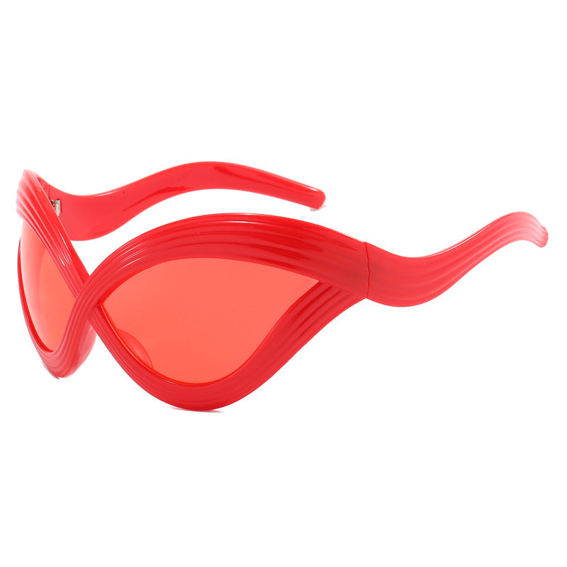 Damen trendige designer Sonnenbrille mit geschwungenem Rahmen Karnz