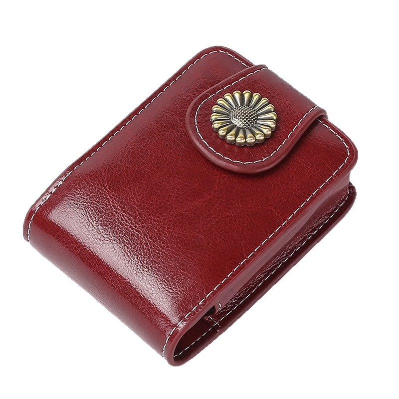 Vintage Leder Knopf Münztäschchen Karnz
