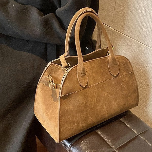 Damen Elegante Handtasche aus hochwertigem Wildleder mit verstärktem Tragegriff Karnz