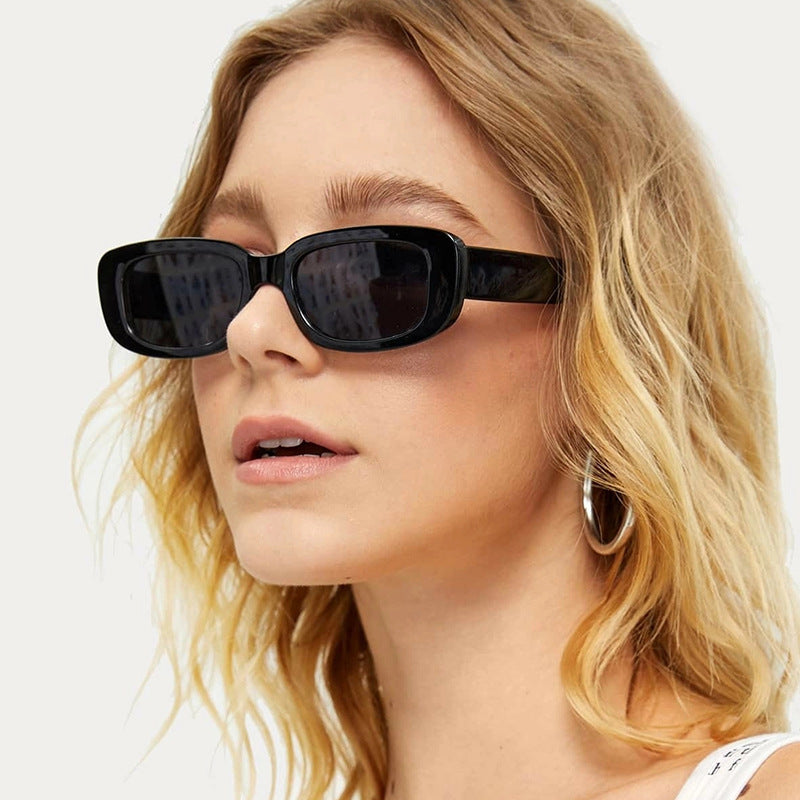 Damen Modische rechteckige Sonnenbrille mit verstellbaren Nasenstege Karnz