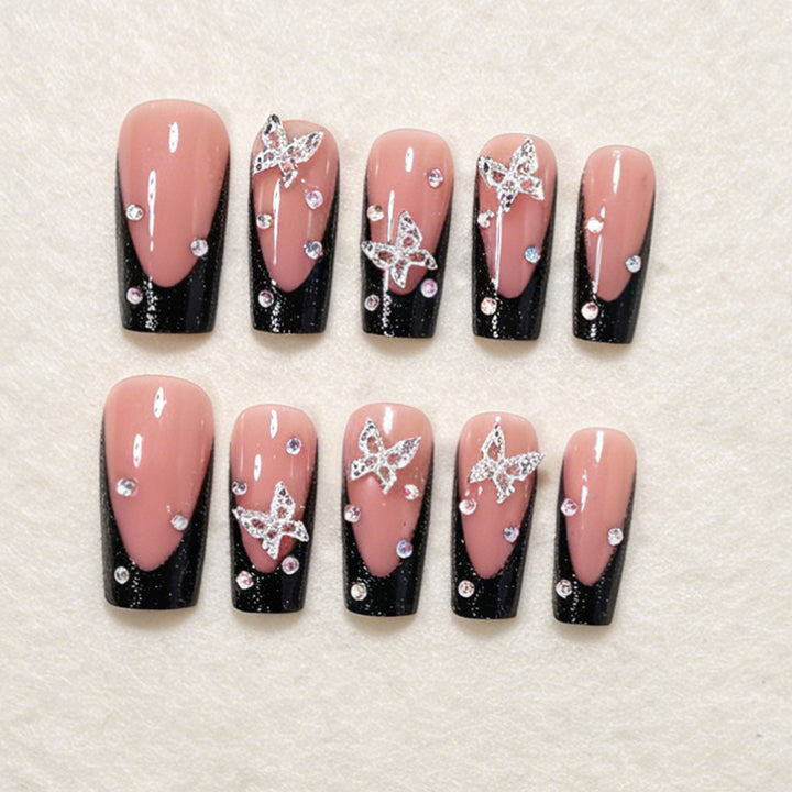 Schmetterlingsakzent-Press-On-Nagelkunst-Set Karnz