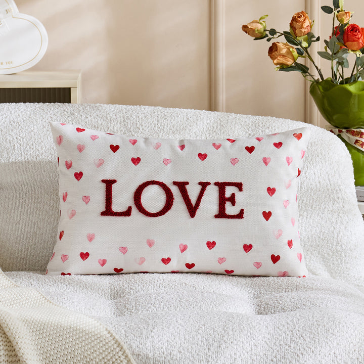 Bestickte Script Love Kissenbezug mit tufted Herz