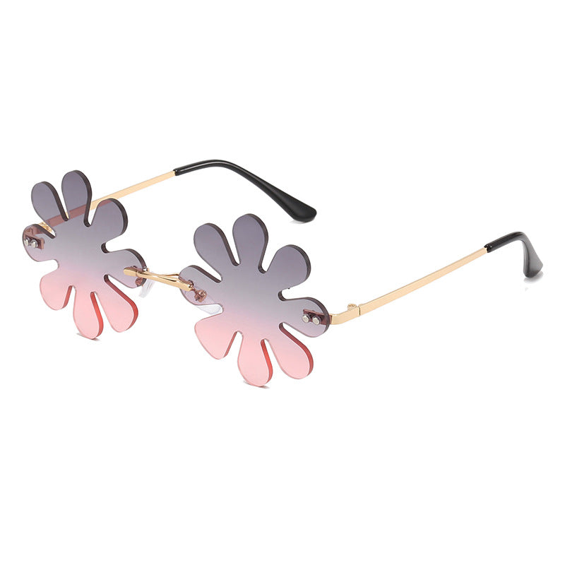 Damen Verspielte Blumen-Sonnenbrille mit stilvollem Metallrahmen Karnz