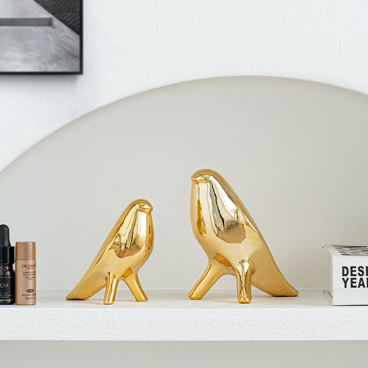 Elegante Kunstkeramik Vogel Skulptur Karnz