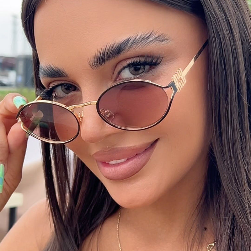 Damen elegante ovale Sonnenbrille Karnz