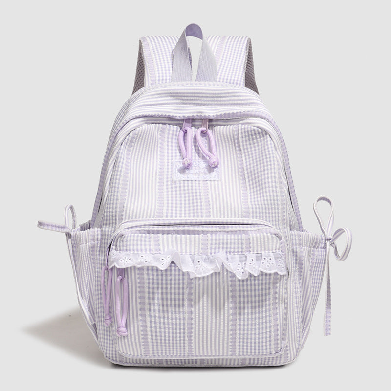 Stylischer gestreifter Rucksack mit Spitzenbesatz Karnz