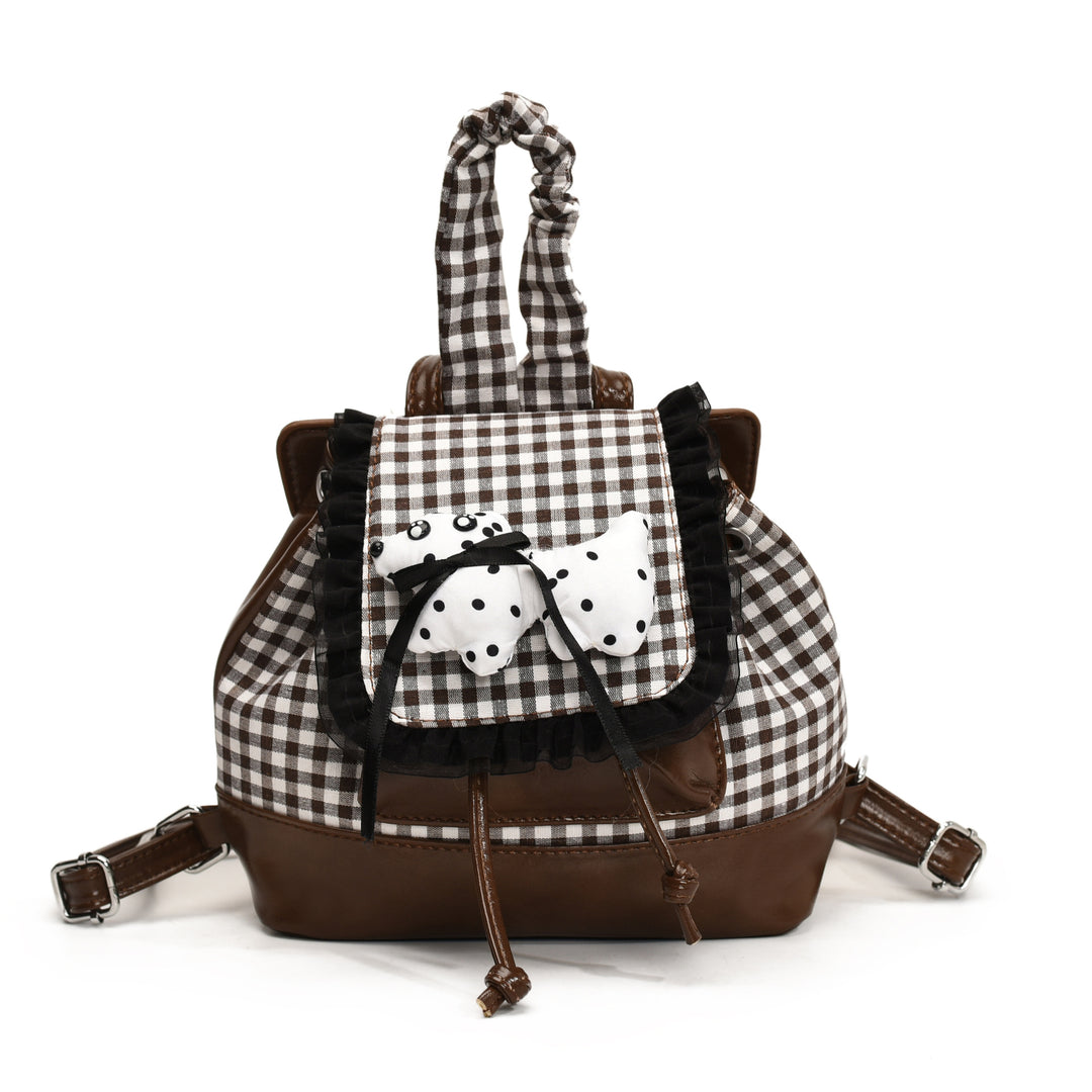Verspielter Rucksack mit Karomuster und Tierapplikation Karnz