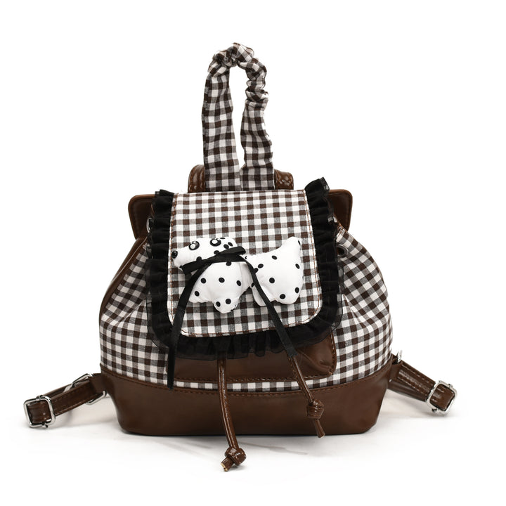 Verspielter Rucksack mit Karomuster und Tierapplikation Karnz