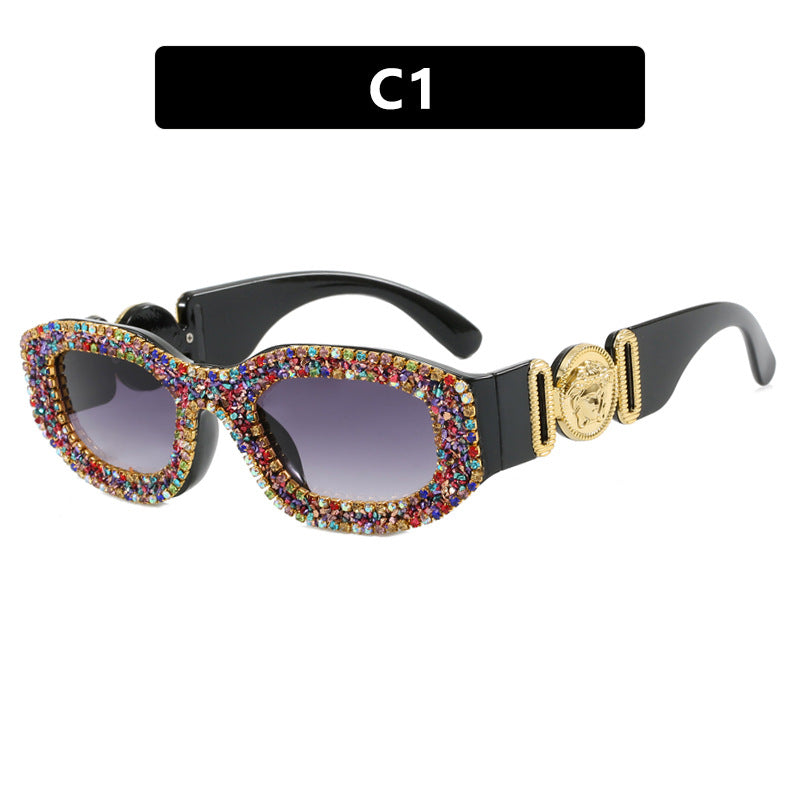 Damen extravagant gestaltete Sonnenbrille mit strassbesetztem Rahmen Karnz