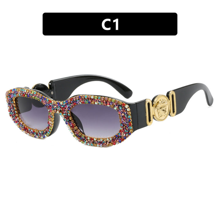 Damen extravagant gestaltete Sonnenbrille mit strassbesetztem Rahmen Karnz