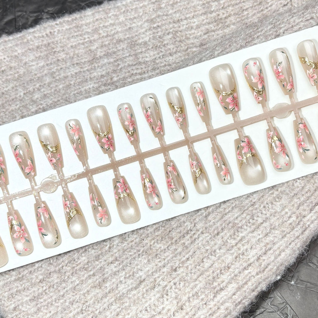 Floral-Design Press-On Nagelset
