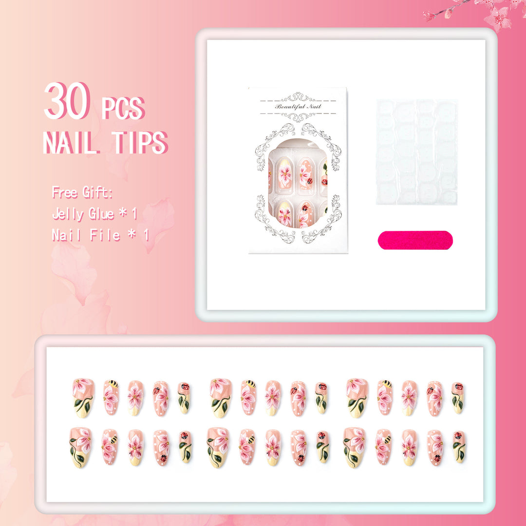 Kunstvolle Nagelverlängerungen mit floralen Designs Karnz