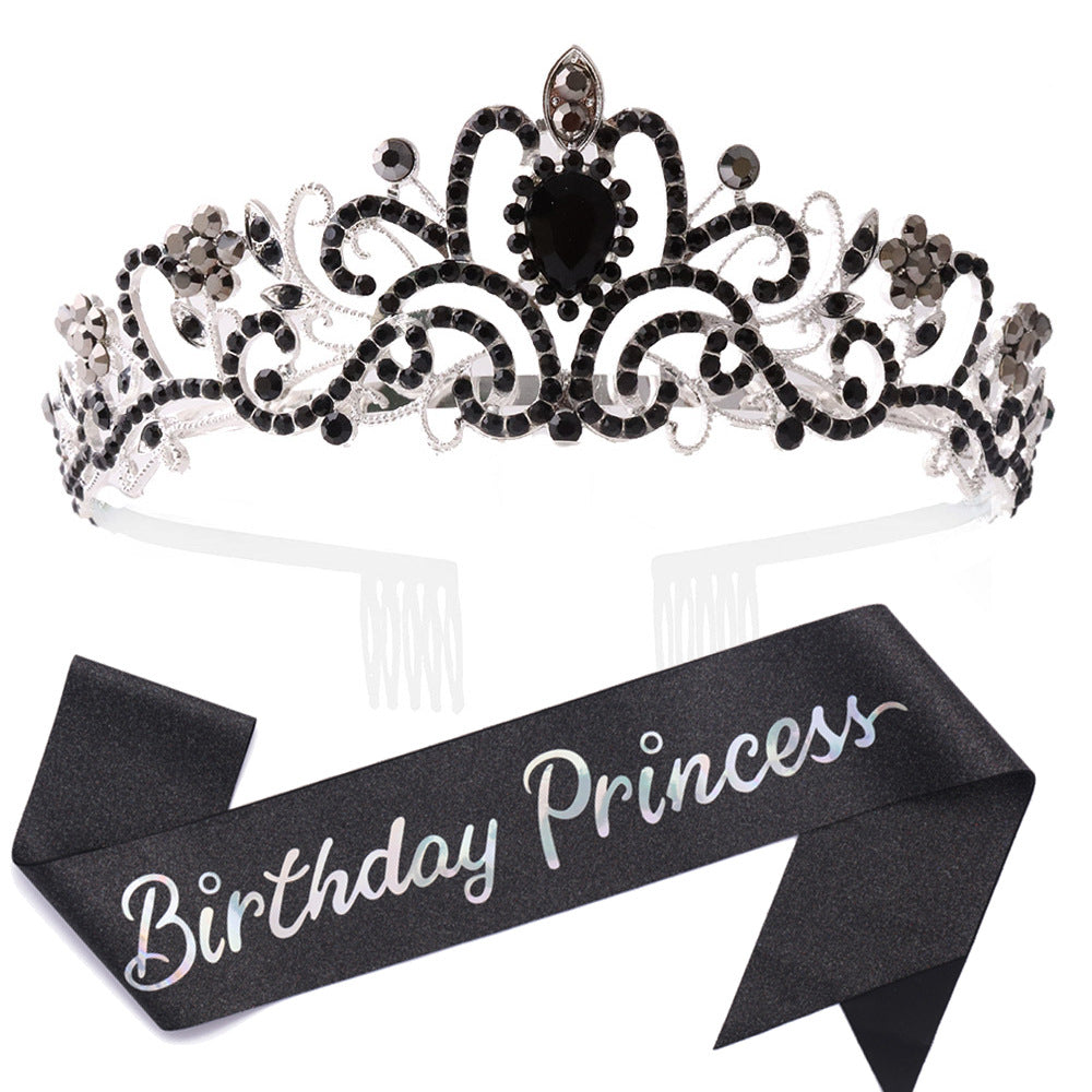 Damen Glitzernde Prinzessinnenkrone mit Birthday Princess Schärpe Karnz