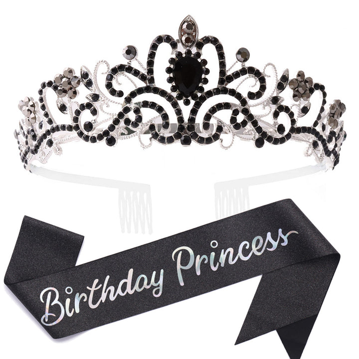 Damen Glitzernde Prinzessinnenkrone mit Birthday Princess Schärpe Karnz