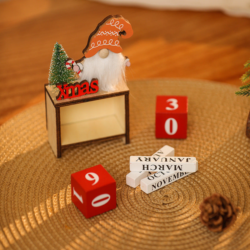 Dekorative Weihnachtsgnom mit Kalender Karnz