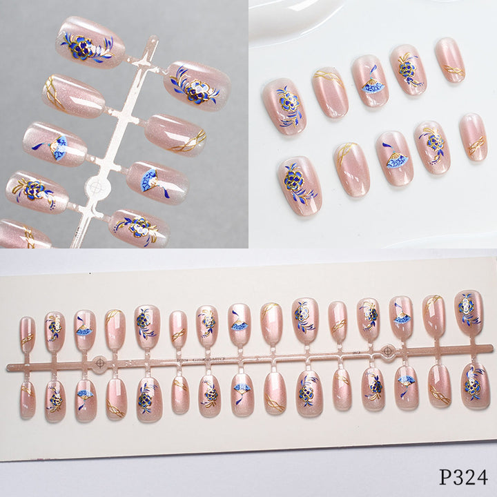 Blumenmuster Press-On Nagelspitzen Karnz