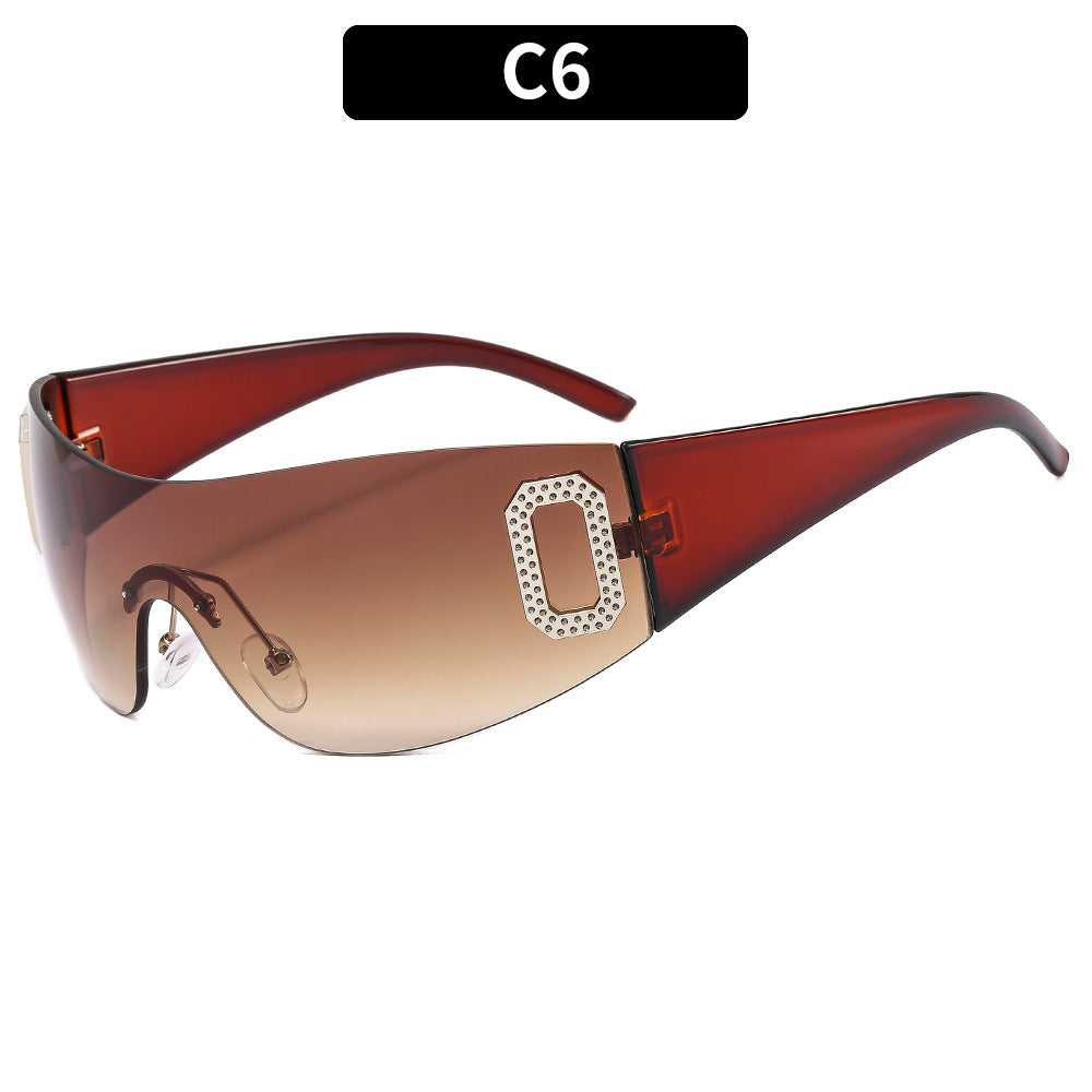 Oversized Shield-Sonnenbrille mit dekorativem Akzent