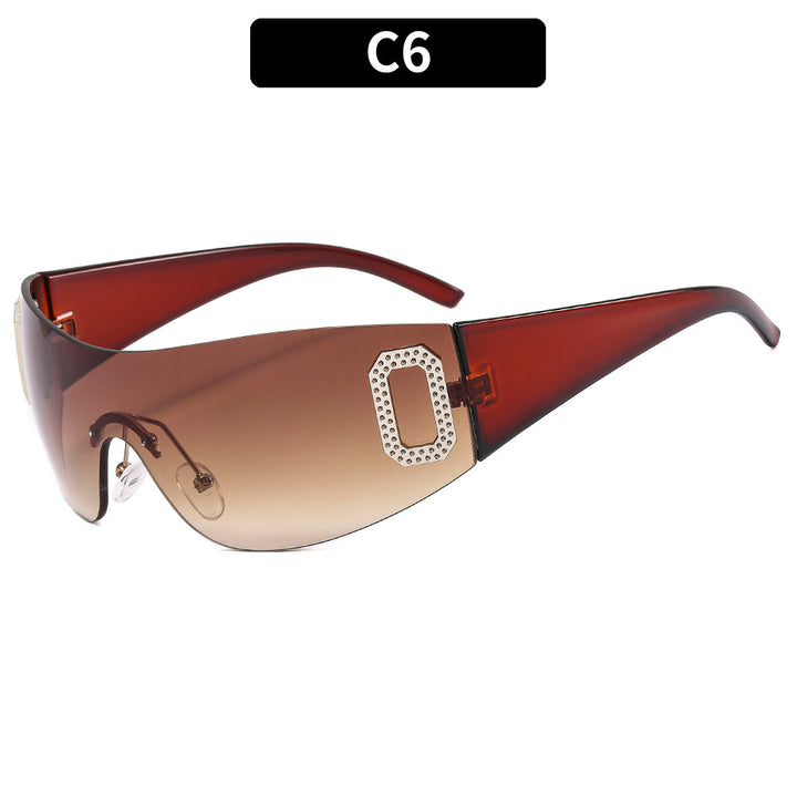 Oversized Shield-Sonnenbrille mit dekorativem Akzent