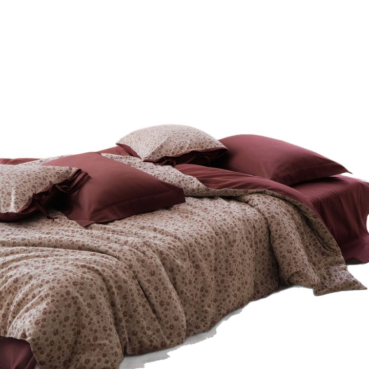 Wendbare atmungsaktive Baumwoll-Percale Bettbezugset mit Krawatten-Ecken-Kissenbezügen