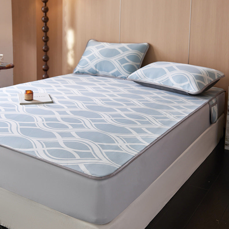 Gepolsterter atmungsaktiver Matratzentopper mit Blatt‑Jacquard