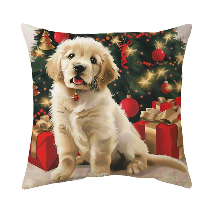 Festive Holiday Mantel Szene Baumwoll-Leinen Quadratikissenbezug mit verstecktem Reißverschluss