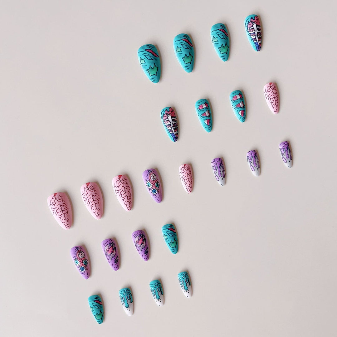 Kreatives Kunstnagelset mit farbenfrohen 3D-Motiven Karnz