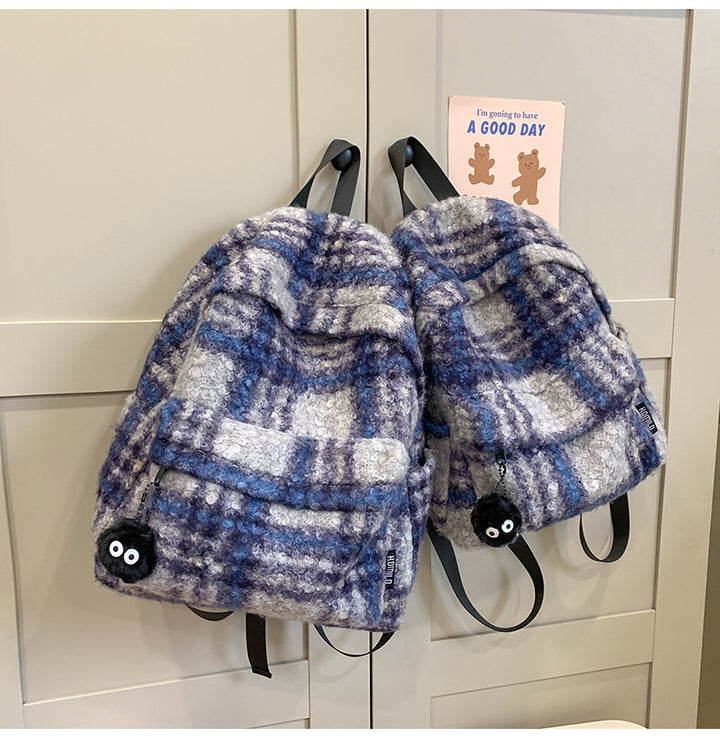 Gemütlicher Fuzzy Karierter Rucksack