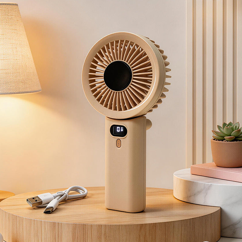 Damen Tragbarer USB Handventilator mit digitaler Geschwindigkeitsanzeige Karnz