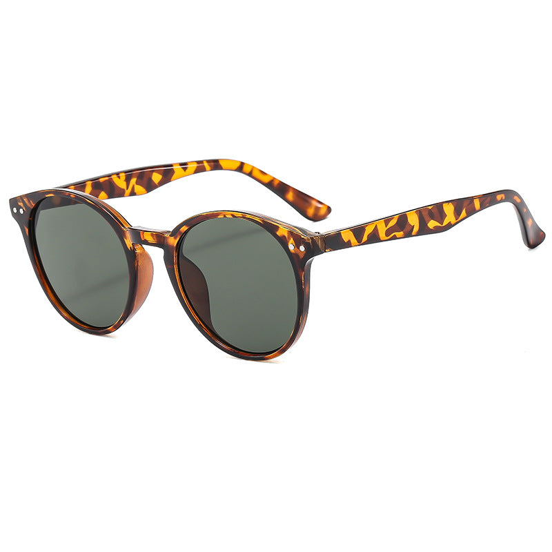 Damen modische runde Sonnenbrille mit transparentem Rahmen und UV-Schutz Karnz
