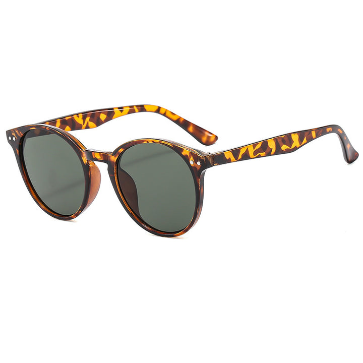 Damen modische runde Sonnenbrille mit transparentem Rahmen und UV-Schutz Karnz
