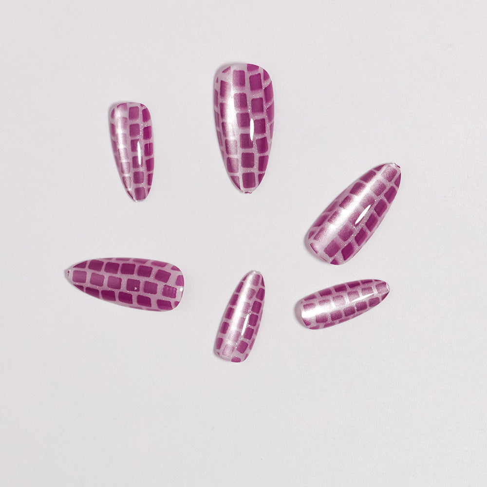 Glossy Stiletto Press-On Nails Set mit Reflective Design Karnz