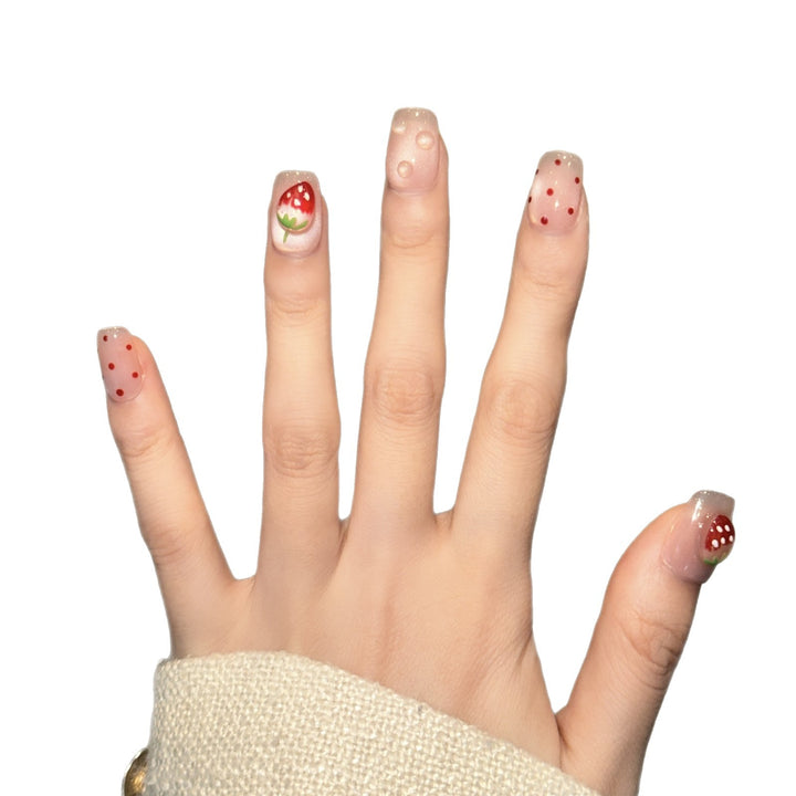 Erdbeer-Themen Press-On Nagelkunst