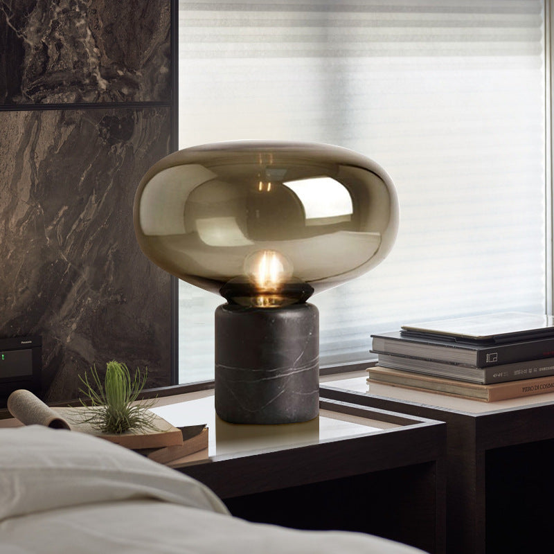 Elegante Glastischlampe mit Marmorbasis