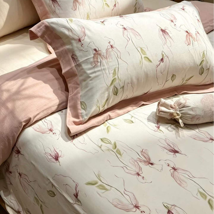 Bettwäschegarnitur Paisley-Jacquard aus Baumwoll-Perkal mit Leinenoptik-Rand
