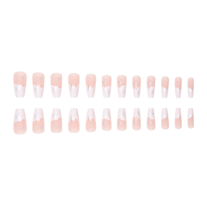 Elegante French Tip Press-On Nägel mit Sternakzenten Karnz