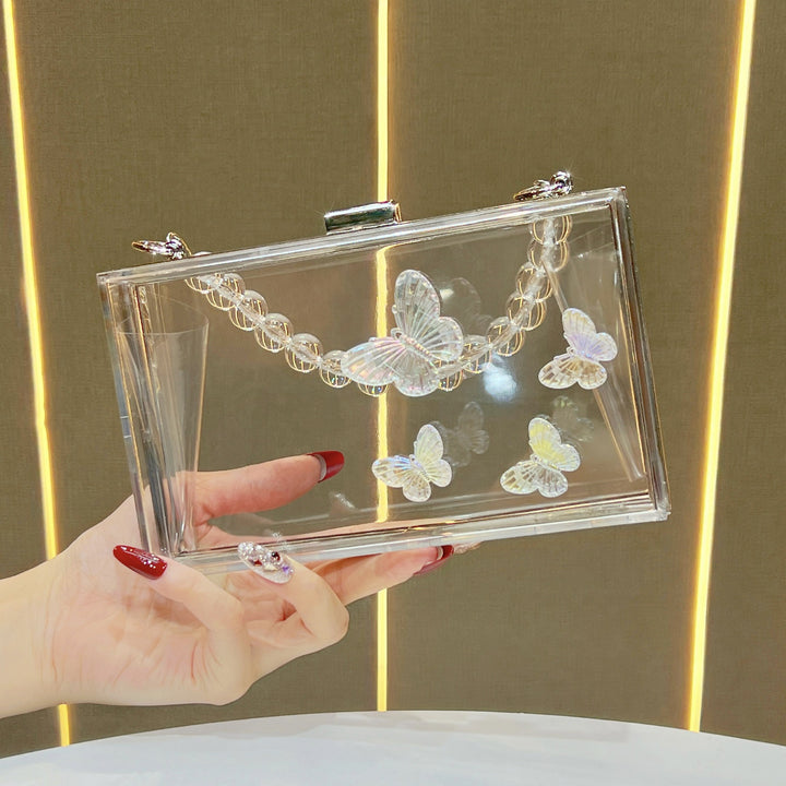 Schmetterlingsverzierte Acryl-Clutch