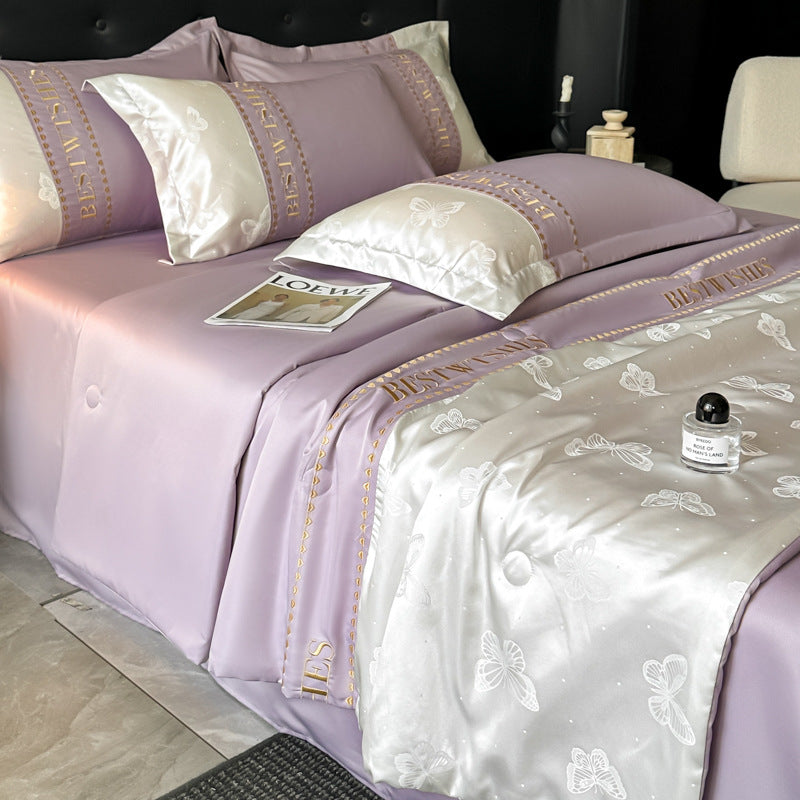 Satin Blumenmuster Bettwäsche Set