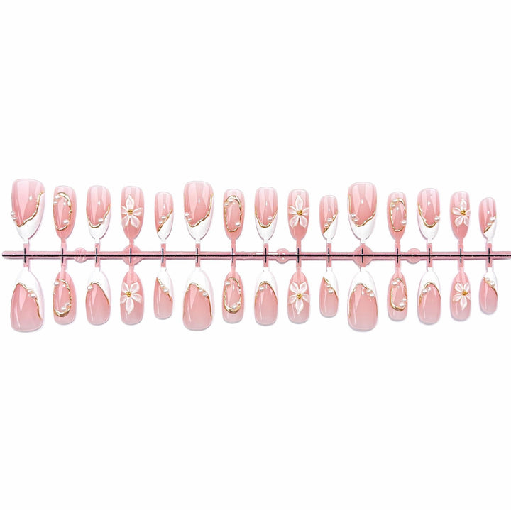 Blumenverzierte Press-On Nagelset 1790745708